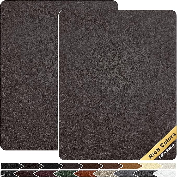 KING MOUNTAIN Leather Repair Patch, 2 Packs 9 x 11 Inches self Adhesive Leather