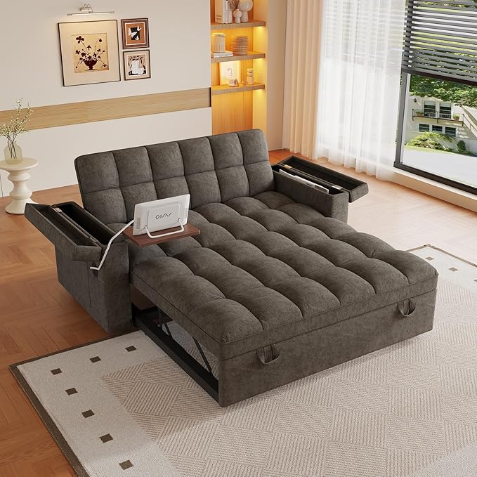 3 in 1 Convertible Sleeper Sofa, 65in Sleeper Couch
