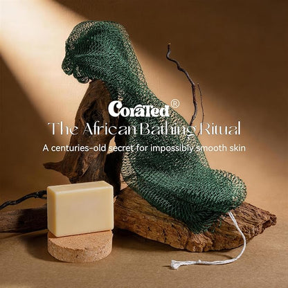 CORATED African Net Sponge Authentic, Shower Loofah Exfoliating Bath Sponge, Body Scrubber for Women and Men Daily Use Body Care, Travel Portable, Durable Bath Accessories Spa Gifts