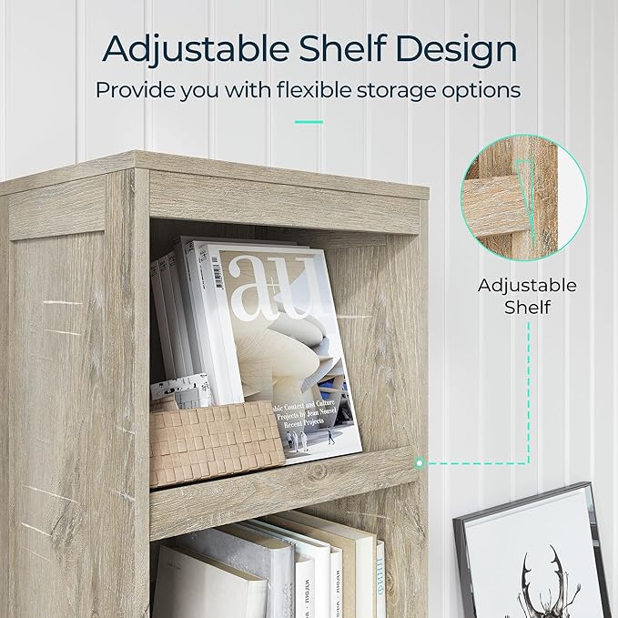 LINSY HOME 5-Shelf Bookcase, Narrow Bookshelves Floor Standing Storage Shelves