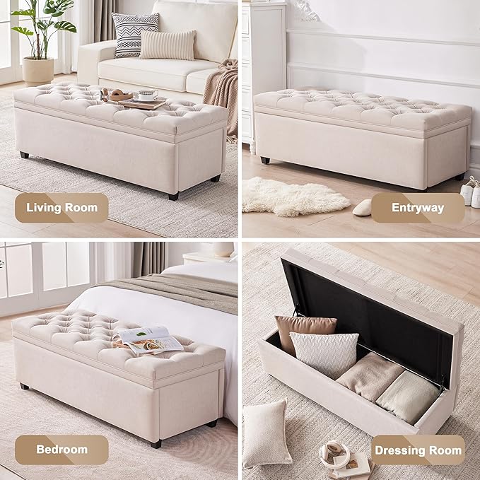 Mangodan 50" Storage Ottoman Bench, Tufted Ottoman