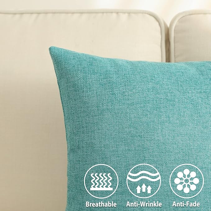 Stellhome Burlap Large Throw Pillow Covers Textured Farmhouse Linen Pillowcase