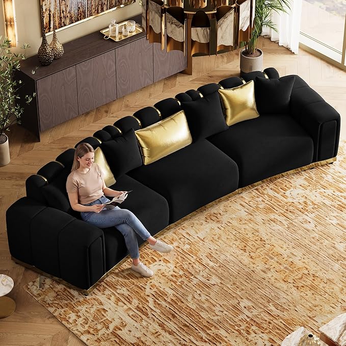 145" Oversized Velvet Chesterfield Sofa Sectional Couch