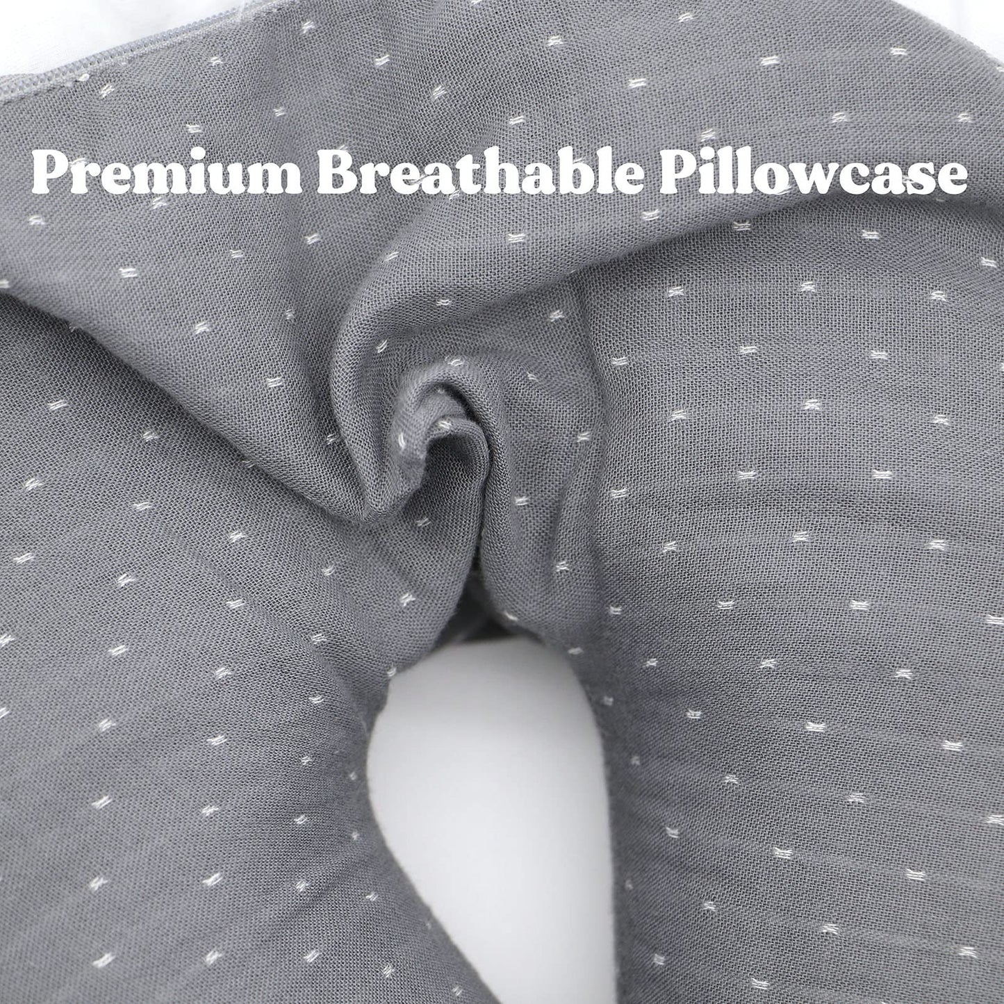 Buckwheat U-Shaped Neck Pillow Adjustable Buckwheat Hull Pillow with Pillowcase, Neck Support and Shoulder Relax Cervical Pillow (12x12 inch, Grey)