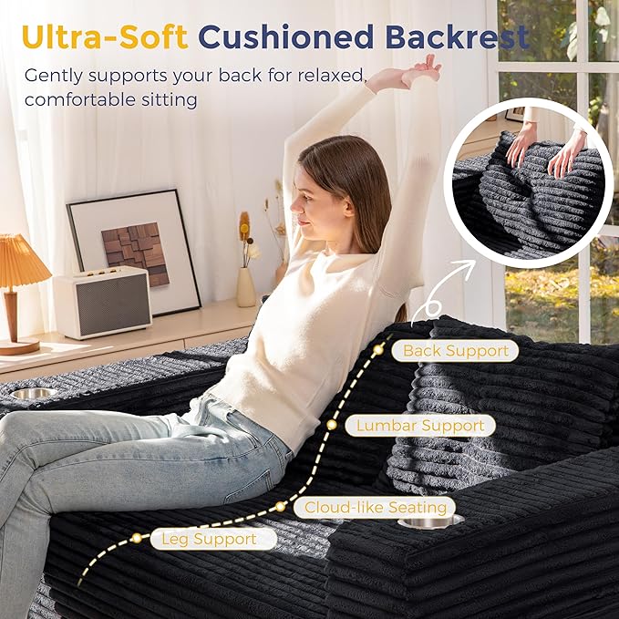 MAXYOYO 63" Boneless Loveseat Sofa Couch
