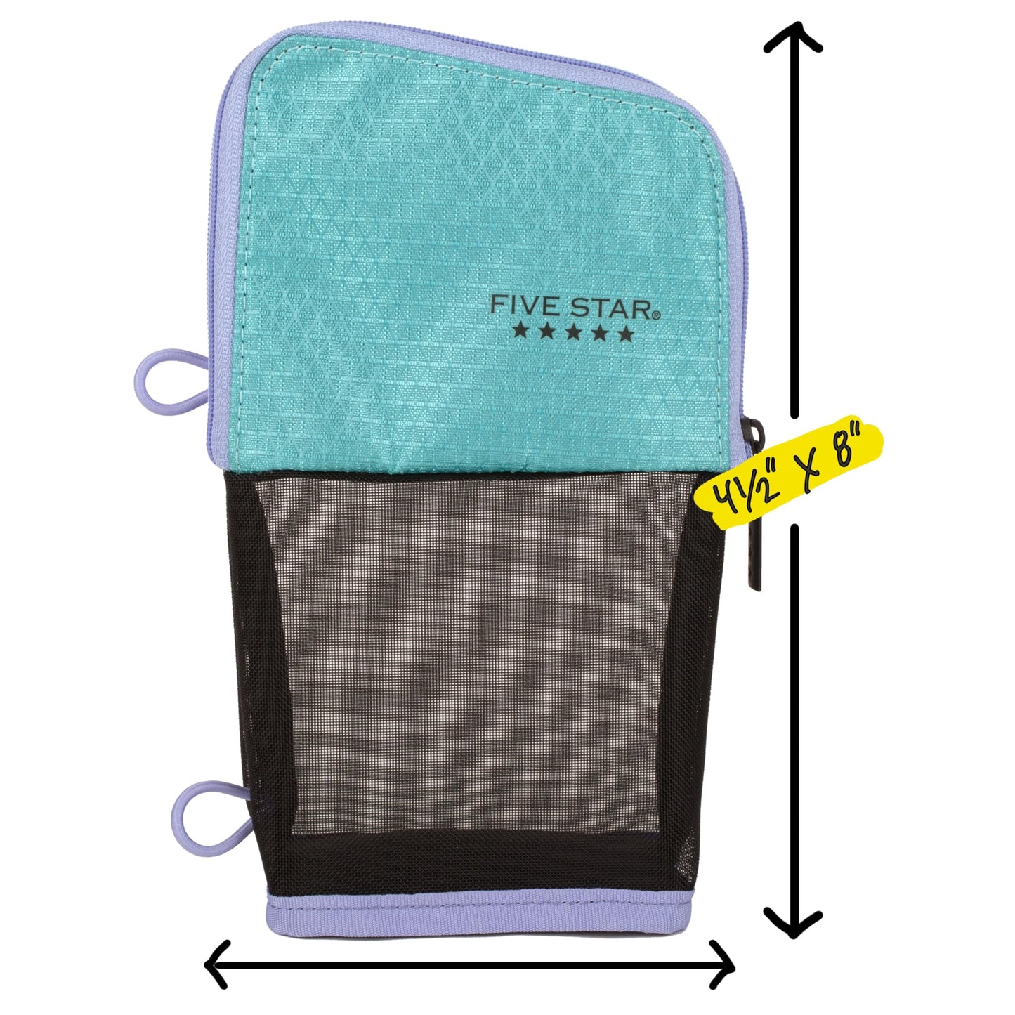 Five Star Pencil Pouch, Pen Case, Stand 'N Store Zipper Pouch, Fits 3-Ring Binder, Storage Organizer for School Supplies Earbuds Chargers Cables Makeup, Teal/Berry (500209F-ECM)