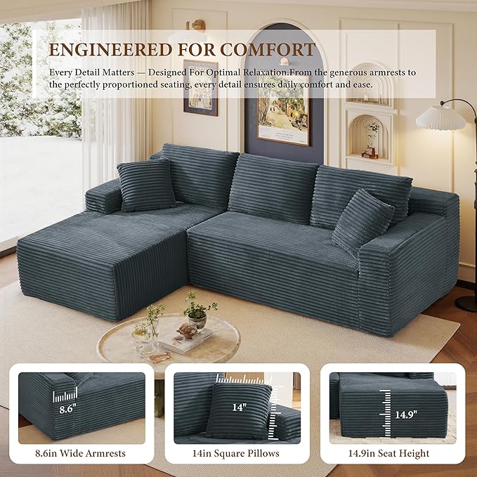 96" Sectional Couches for Living Room Cloud Couch Sofa
