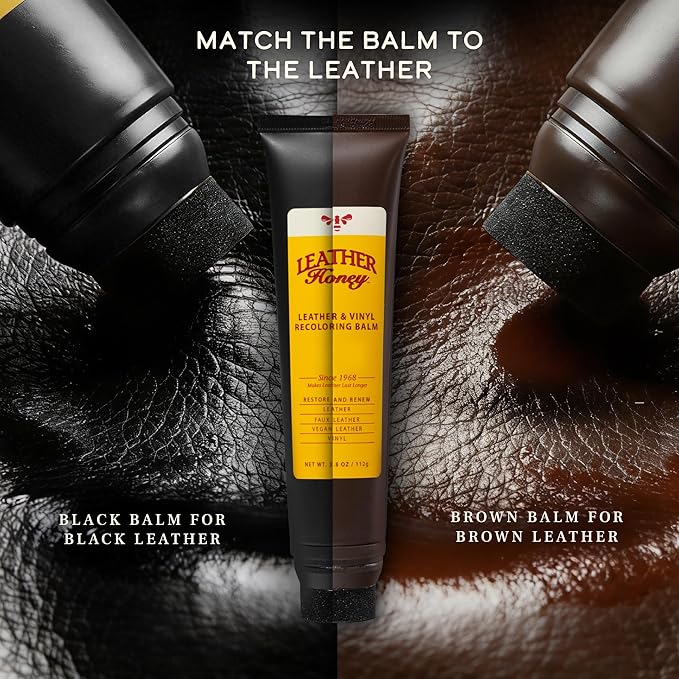 Leather Honey Brown Recoloring Balm: Color Restorer and Scratch/Scuff Remover