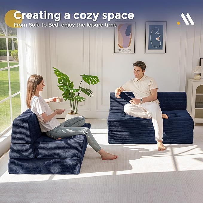 MAXYOYO 8" Folding Sofa Bed, Fold Out Chair Bed Sleeper Chair, Convertible