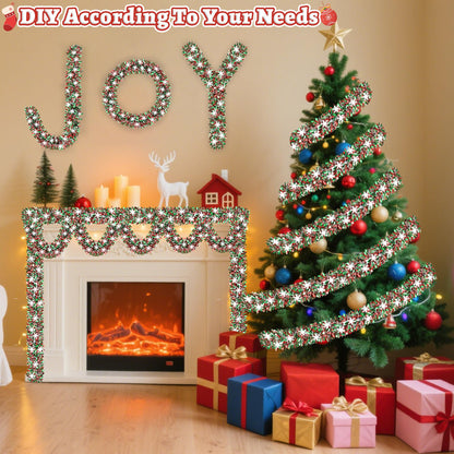 50 FT Christmas Decorations, Christmas Tinsel Garland with Snowflake Shiny Metallic Twist Red Green Silver Christmas Garland for Home Tree Mantle Stairs Indoor Outdoor Xmas Party Decorations