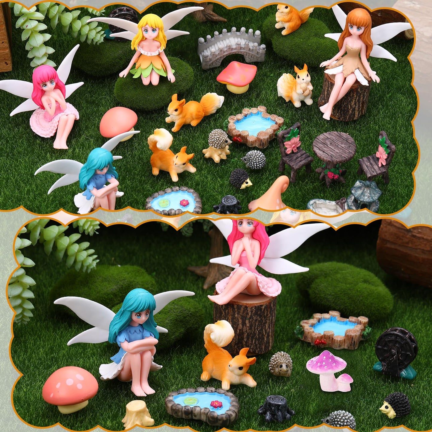 GGSTDDUP Fairy Garden Accessories 25Pcs - Miniature Garden Ornaments Landscape Decorations Mini Fairy Figures Animal Plant Furniture Set for DIY Terrarium Potted Plants Dollhouse Decor