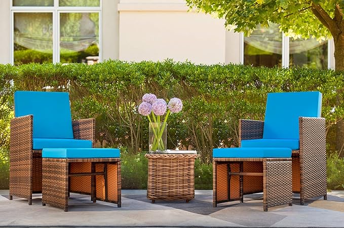 Devoko 4 Pieces Patio Wicker Furniture Set Outdoor Patio Chairs