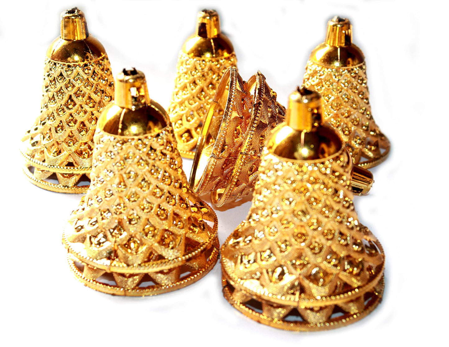 NANNUDECO Garland Decorative Plastic Bells for Home Decor Kids Craft Ornaments 2.5 inch Size (20, Jaali Bells)