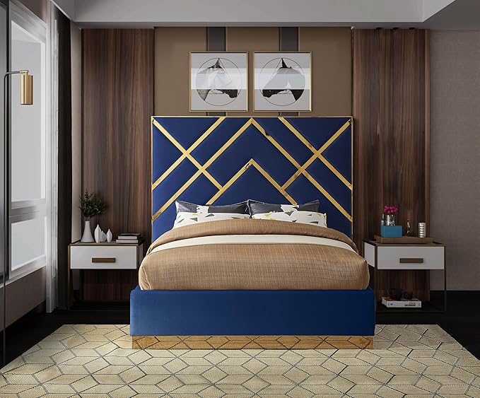 Meridian Furniture VectorNavy-Q Vector Collection Modern | Contemporary Velvet