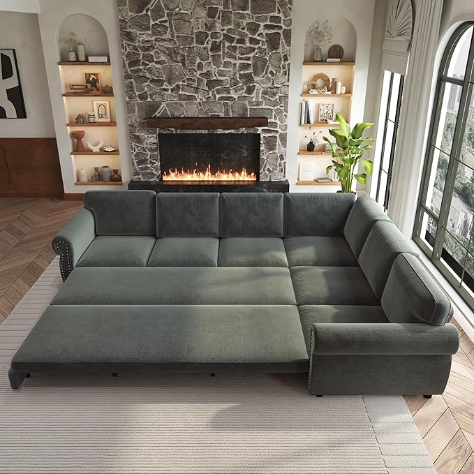 118" L-Shaped Sleeper Couch Bed