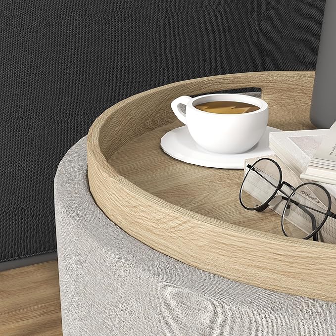 HOMCOM Round Storage Ottoman
