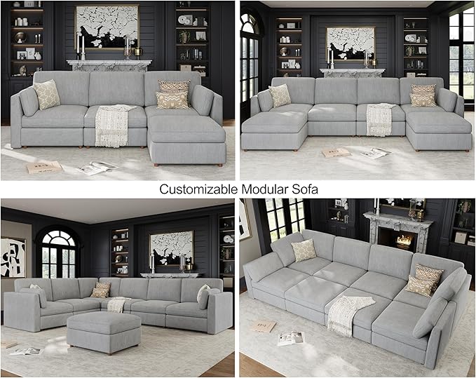 Oversized 2 Seater Modular Sectional Sofa, Solid Wood Frame Sofa, Removable