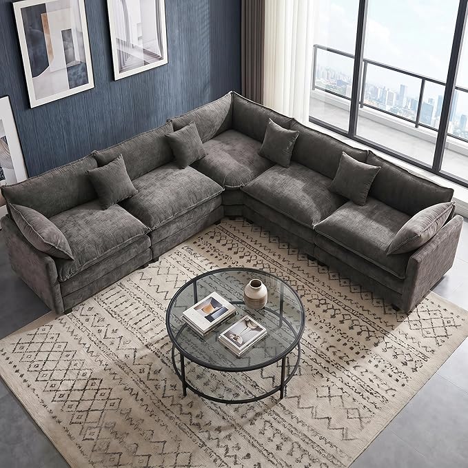 111.4" V-Shaped Corner Couch Sectional｜5 Seat Customizable Modular Cloud