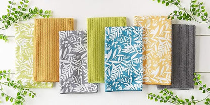 DII Cleaning Collection Multi-Purpose Microfiber, Avocado Floral, Dishtowel Set