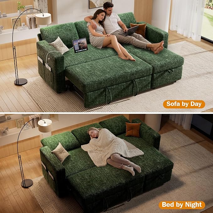 Sunny Heart 82" L Shaped Sectional Sleeper Sofa Bed
