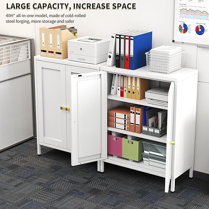 White Metal Storage Cabinet