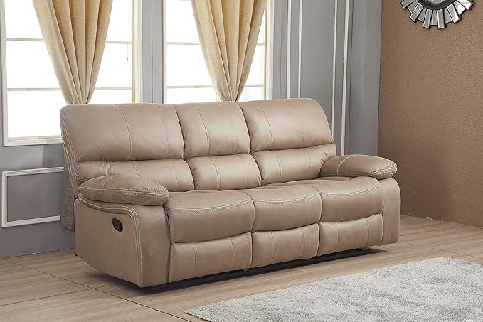 Betsy Furniture Microfiber Reclining Sofa Couch Set Living Room Set 8007