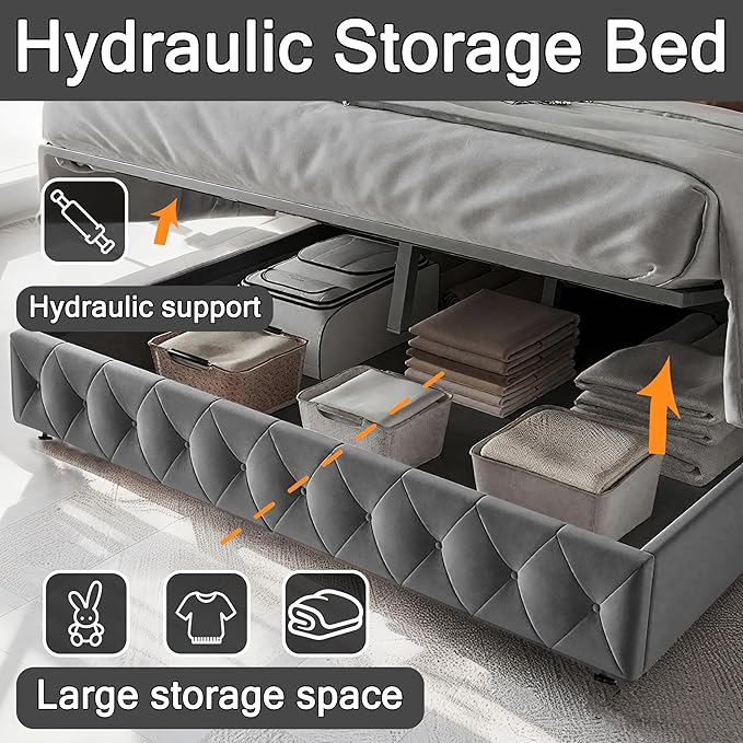 Modern Multi-Color LED Light Queen Bed Frame