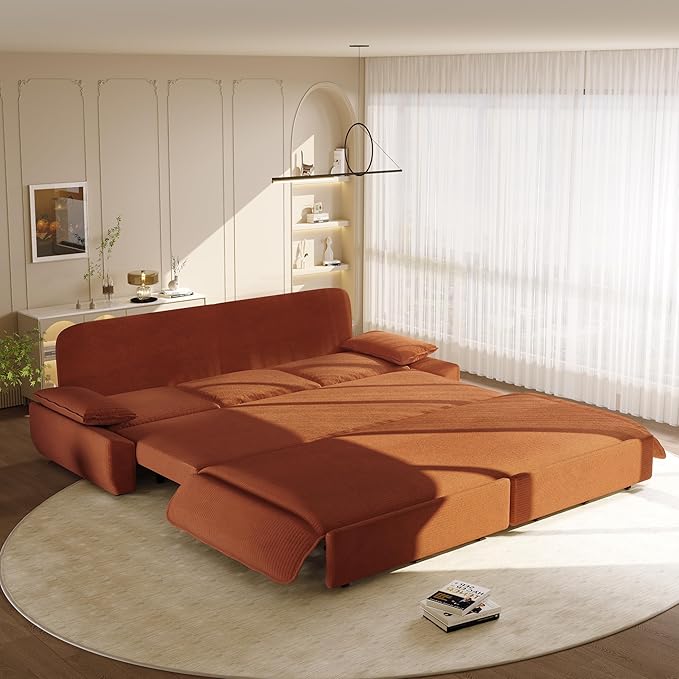 KEIKI 94.5" King Size 3-in-1 Convertible Sofa Bed, Pull-Out Sleeper Couch