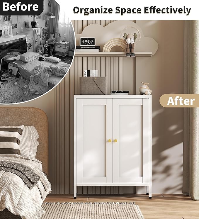 White Metal Storage Cabinet