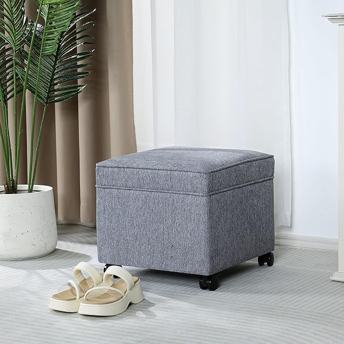 Adeco 17.5 Inch Square Storage Ottoman