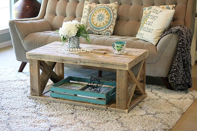 Doug and Cristy Designs Natural Wooden X Leg Coffee Table