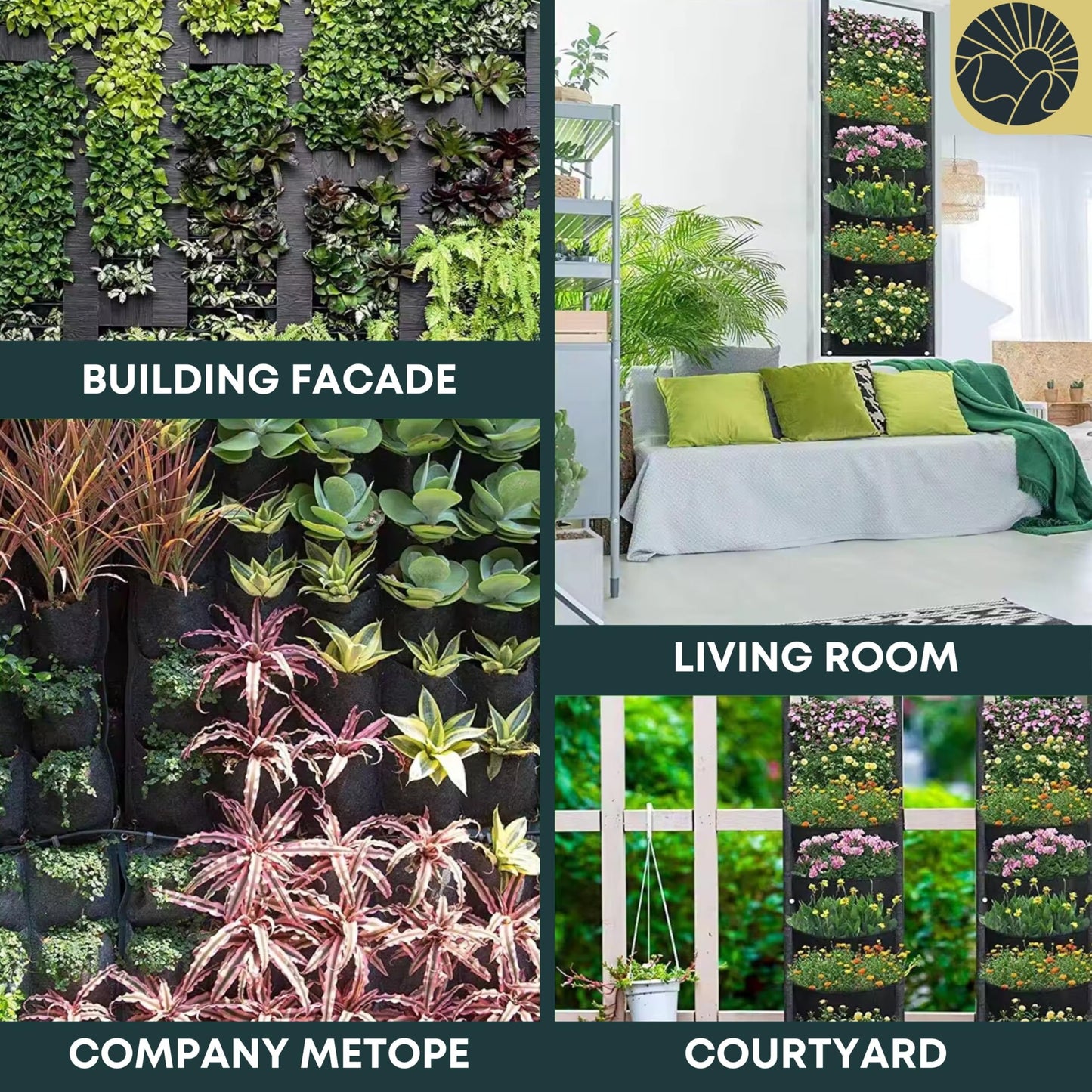 SunVara Fence Planters Wall Planters for Outdoors Plants Vertical Planter Balcony Planter Vertical Garden Wall Pocket Planter Outdoor Wall Planter Fence Garden Planter Vertical Wall Garden