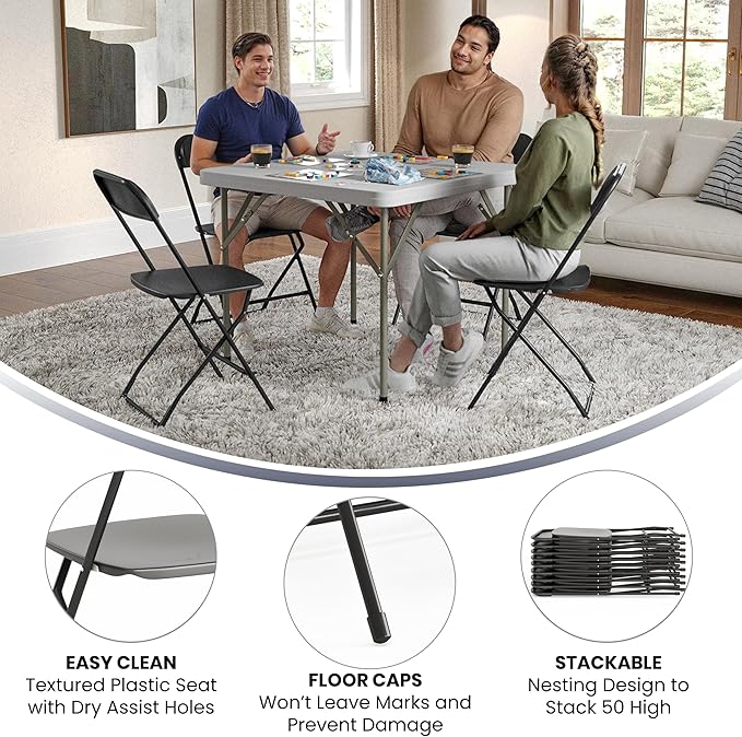 Flash Furniture Hercules Set of 10 Indoor/Outdoor Heavy-Duty Plastic Folding