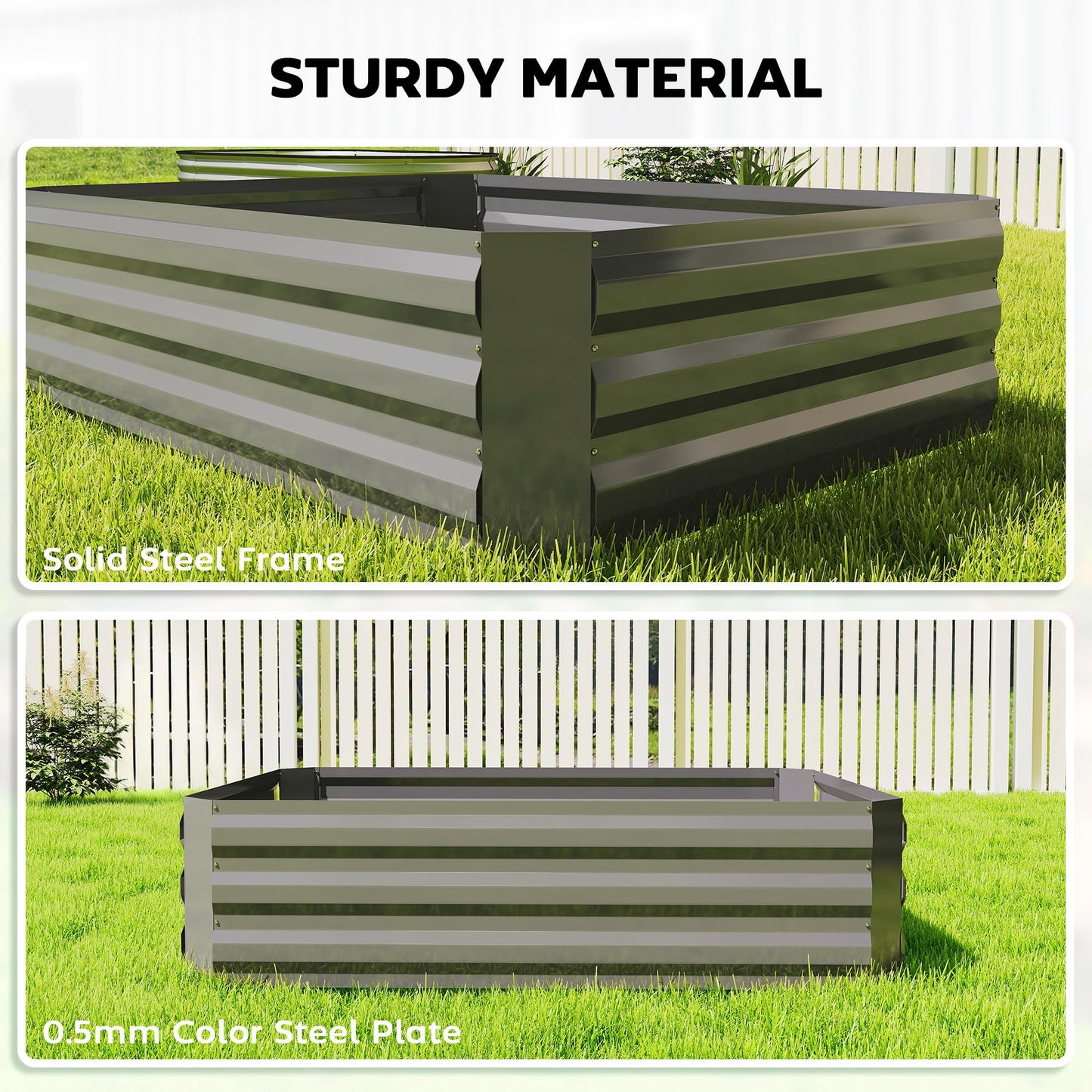 Outsunny 4 x 3ft Metal Planter Box with Mini Greenhouse, Galvanized Raised Garden Bed with Cover for Herbs and Vegetables, Small Greenhouse for Patio Garden Balcony, Green and Dark Gray