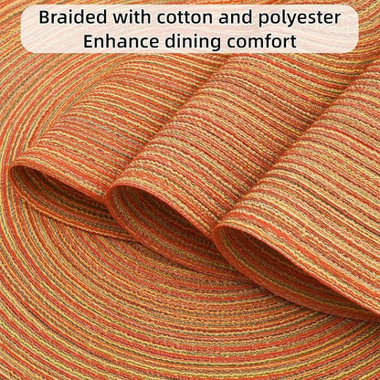 SHACOS Round Braided Placemats Set of 8 Fall Place Mats Washable Polyester 15 inch Round Table Mats for Dining Table Wedding Party Decor (Fall Color Mix, 8)