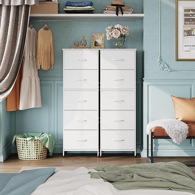WLIVE Fabric Dresser, 5-Drawer Tall Dressers
