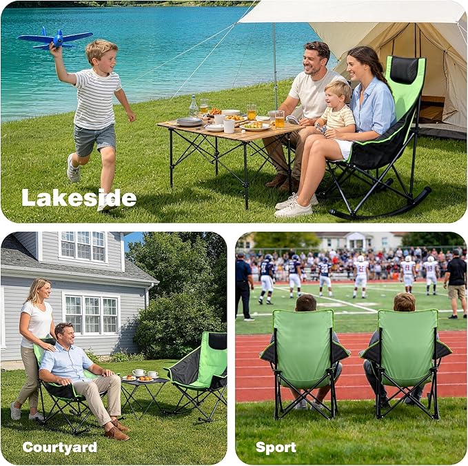SUNNYFEEL Oversized Rocking Camping Chair 2 Pack, Fully Padded Patio Chair