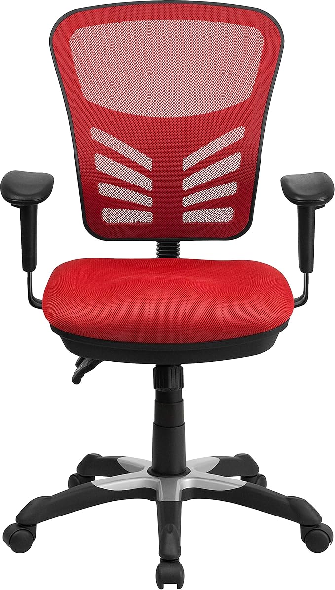 Flash Furniture Nicholas Mid-Back Red Mesh Multifunction Executive Swivel