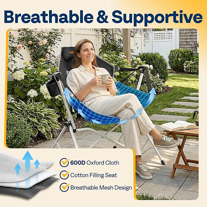VIVOHOME Hammock Camping Chair, Portable Outdoor Swinging Rocking Chairs