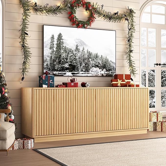 63'' Fluted TV Stand for TVs up to 75'', Modern Media Console