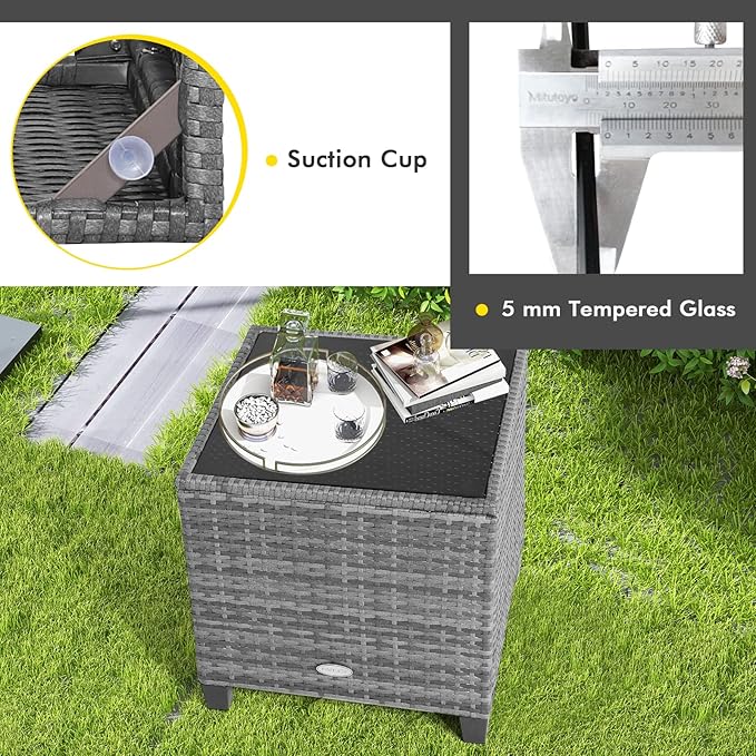 COSTWAY 3-Piece Patio Furniture Set, Outdoor Wicker Rattan Sofa