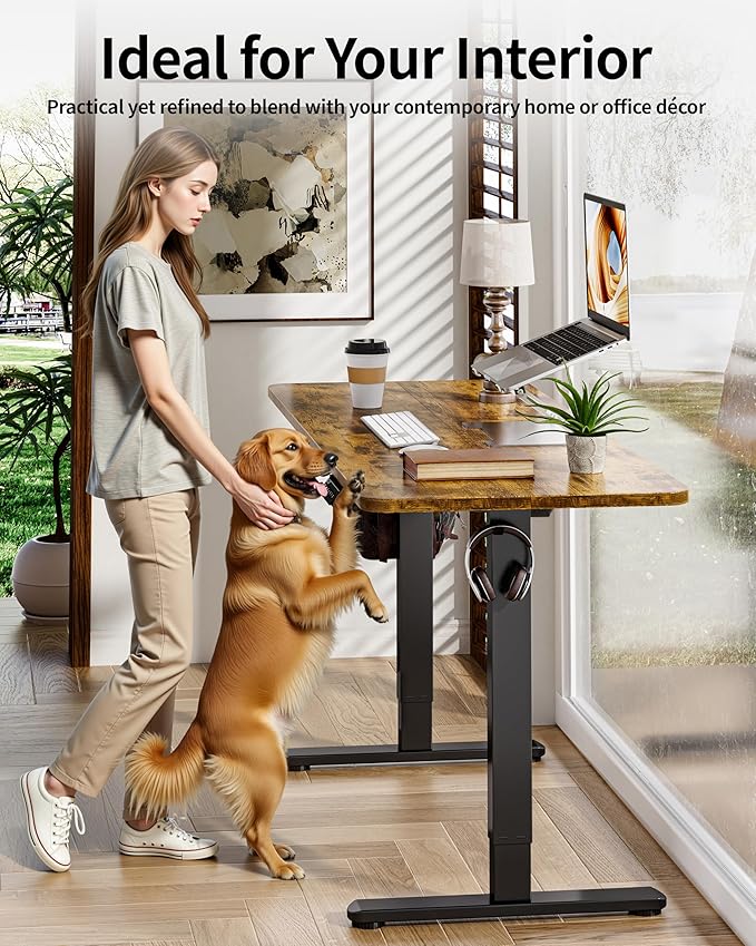 BIZUM Electric Standing Desk 63 x 24 Inch Computer Desk-Gaming Desk Rustic