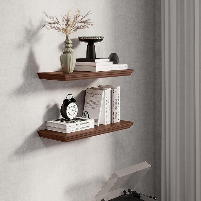 Fun Memories Floating Shelves 24 Inch Long, 9.3 Inch Deep Classic Crown Molding