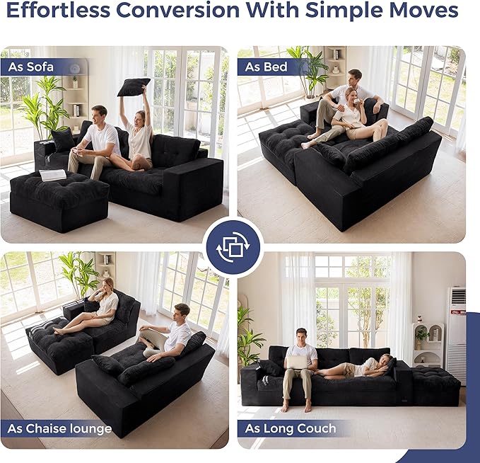 MAXYOYO 104" L Shaped Modular Sectional Sofa