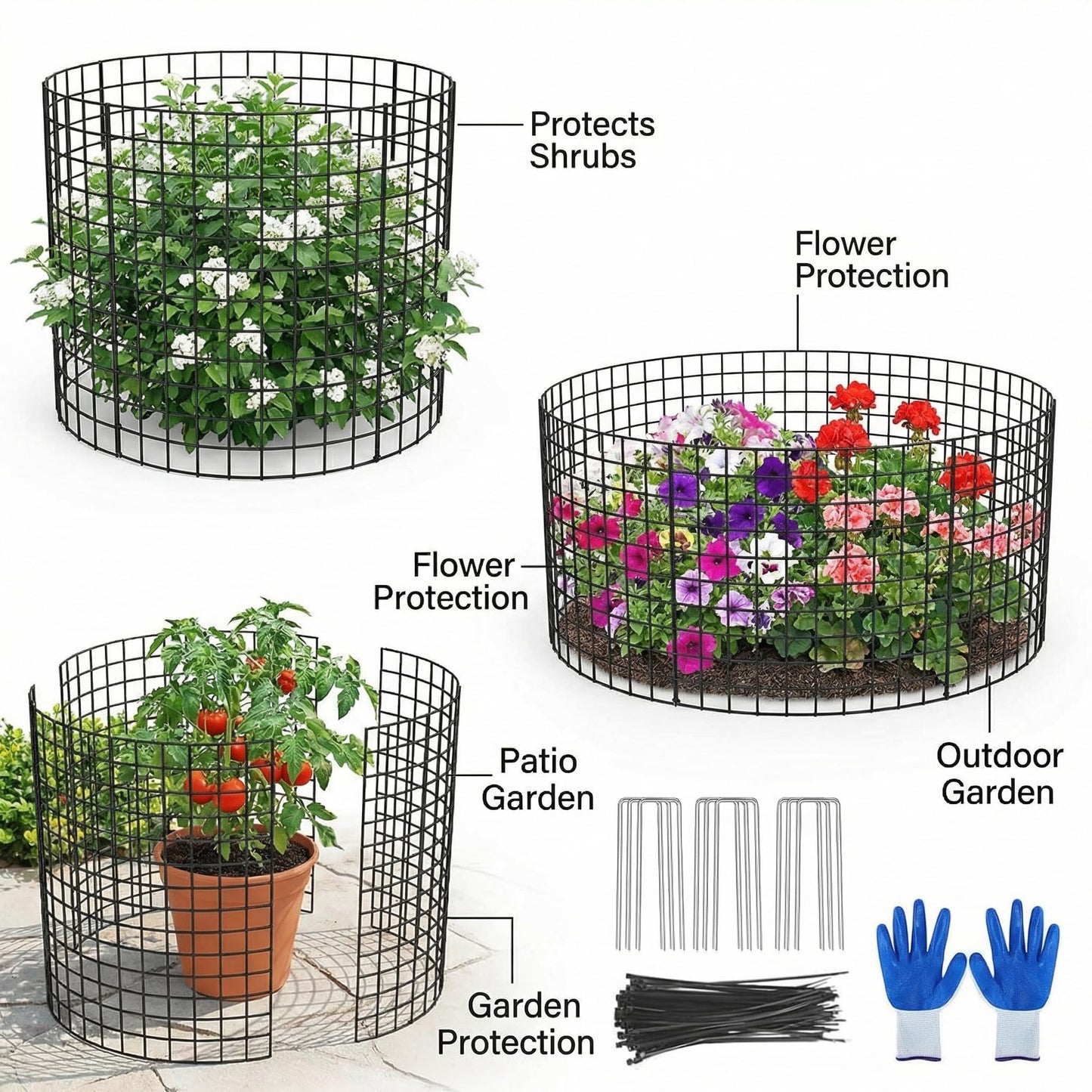 3Pack Plant Protector from Animals, 9pcs Wire Plant Protectors Metal Mesh Plant Cages, 11.8 x 15.7 Inch Outdoor Plant Guards for Rabbits Chicken Squirrels and Garden Protection