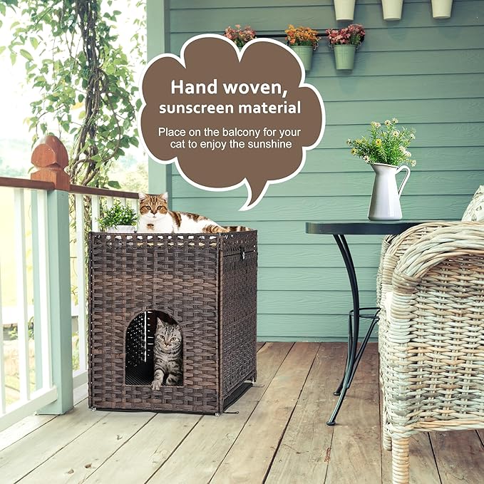 Cat Litter Box Enclosure with Soft Litter Mat; Hidden Cat Washroom Furniture