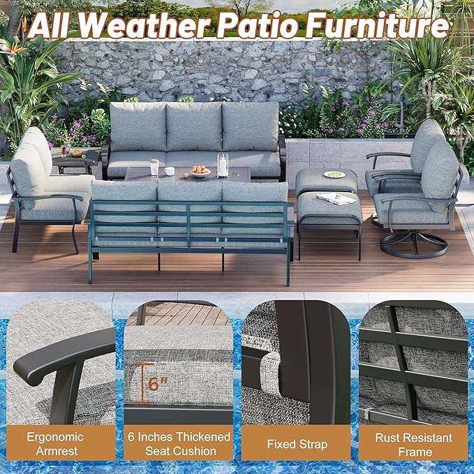 HOMREST 9 PCS Outdoor Patio Furniture Set