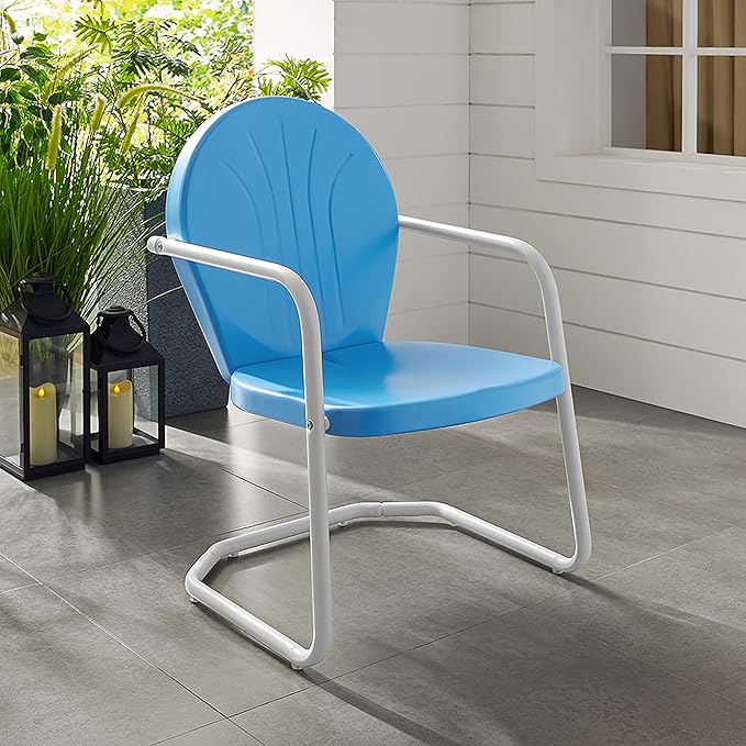 Crosley Furniture Griffith Outdoor Chair, Retro Metal Patio Chairs