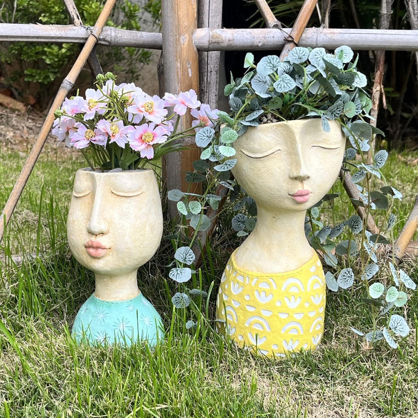 DiliComing Face Planter-Pots for Indoor Plants Cute Plant Pots Head Planter