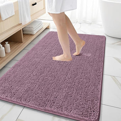 OLANLY Large Bathroom Rugs 59x35, Extra Soft Absorbent Chenille Bath Rugs, Rubber Backing Quick Dry, Machine Washable Bath Mats for Bathroom Floor, Tub and Shower, Home Decor Accessories, Deep Plum